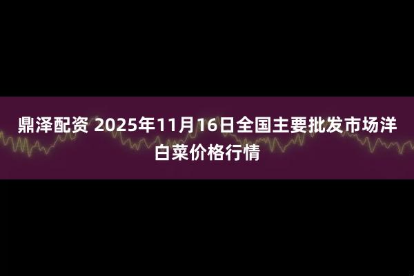鼎泽配资 2025年11月16日全国主要批发市场洋白菜价格行情