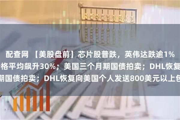 配查网 【美股盘前】芯片股普跌，英伟达跌逾1%；亚马逊近千种商品价格平均飙升30%；美国三个月期国债拍卖；DHL恢复向美国个人发送800美元以上包裹
